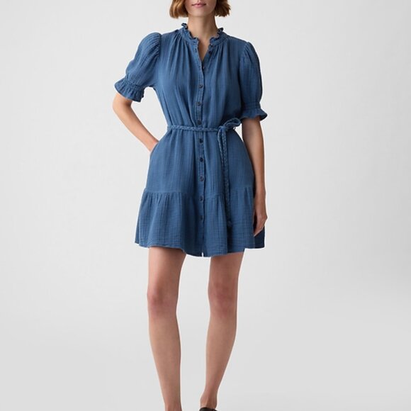 GAP Blue Puff Sleeve dress - Picture 1 of 3